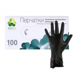  Перчатки виниловые черные M, L 100 шт 