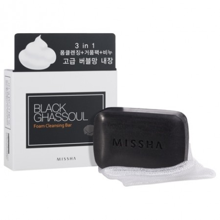 Туалетное мыло-пенка для лица MISSHA Black Ghassoul Foam Cleansing Bar