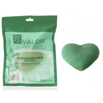 Спонж конжаковый зеленый чай, для сухой и чувствительной кожи Valori