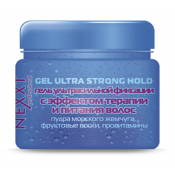 Гель ультрасильной фиксации с эффектом терапии и питания волос: пудра морского жемчуга, фруктовые воски, провитамины Gel Ultra Strong Hold NEXXT